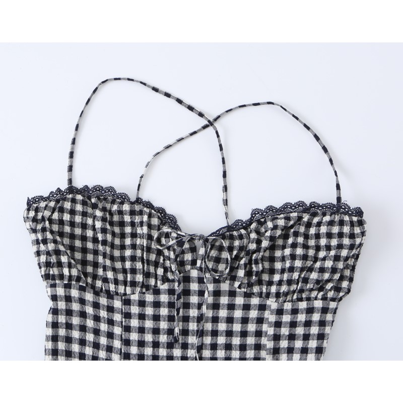 Nouvelle Robe Midi Élégante à Carreaux pour Femme Été 2026 – Robe Longue Sans Manches à Bretelles Larges pour Femme