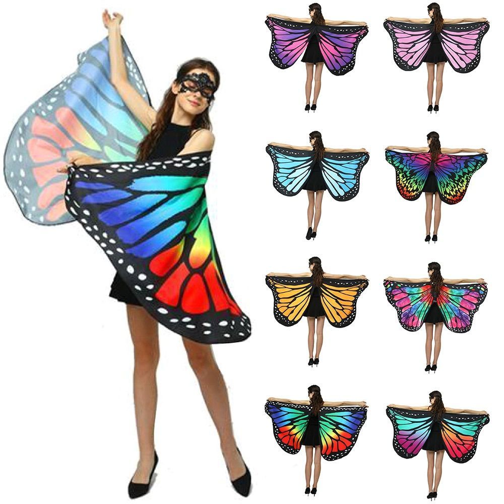Cape papillon en polyester pour femme, ailes de papillon, déguisement de scène, châle, Everak, costume de paupières, 150x70cm, 1PC