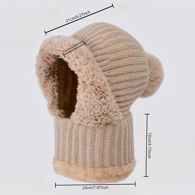 3 en 1 bonnet avec écharpe et masque hiver chaud femmes tricoté bonnet chapeau polaire doublé hiver écharpe masque ensemble casquettes de neige chapeaux