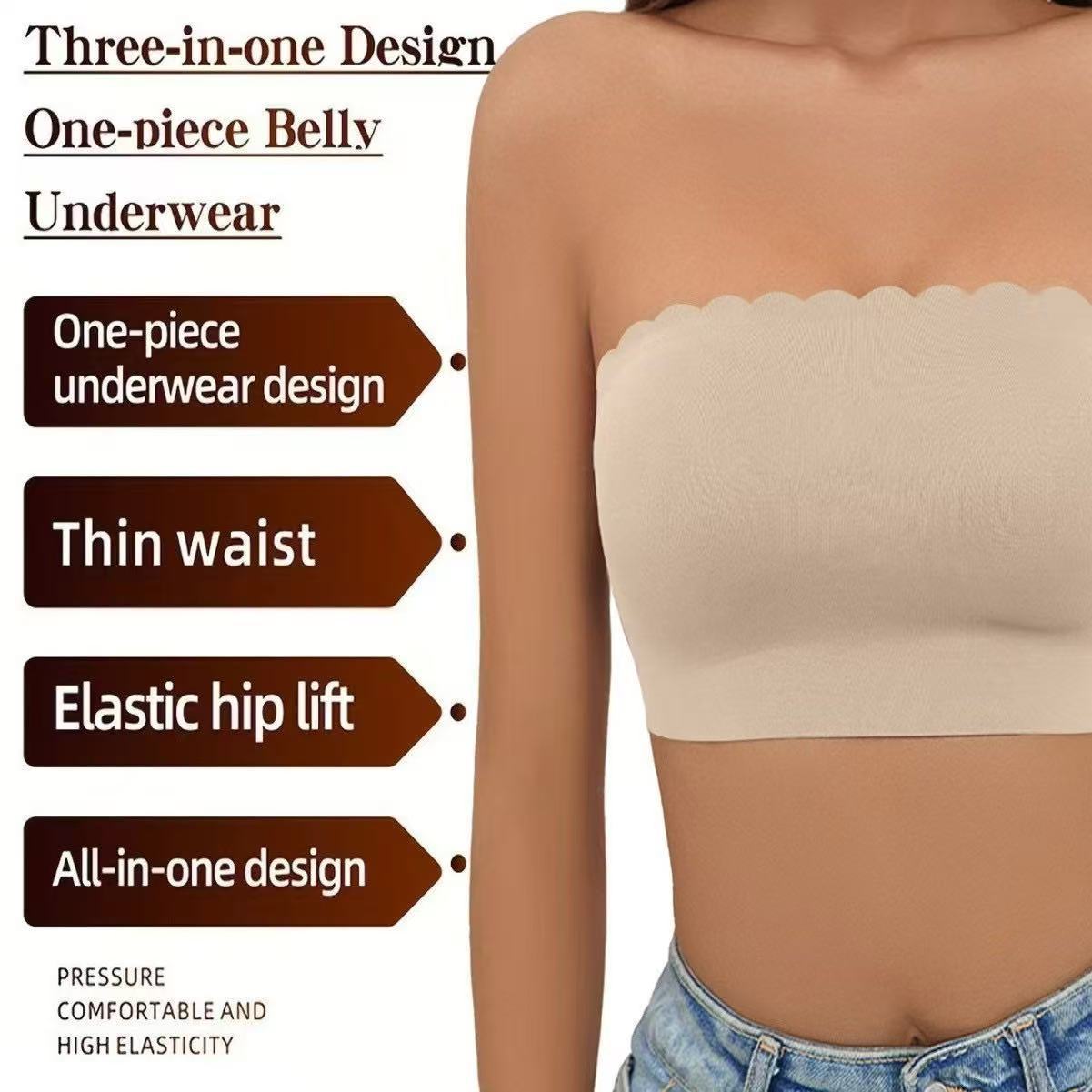 Soutien-gorge sans fil en soie glacée pour femme, sans couture, anti-glissement, sans bretelles, style bandeau, en tissu nylon confortable, style Pure Desire