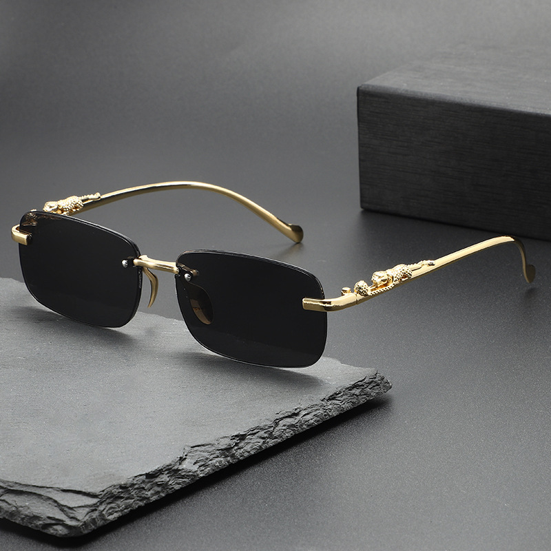 Lunettes de soleil carrées sans monture, bords taillés en diamant, lunettes de soleil tendance pour hommes et femmes, lunettes de voyage haut de gamme, petites montures