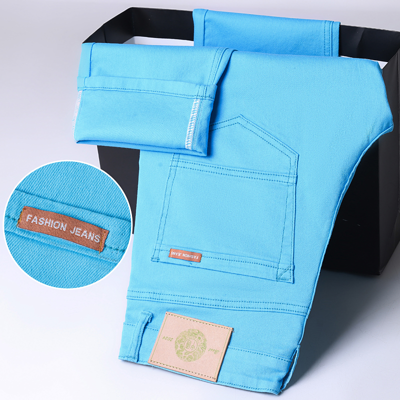 Jean en coton pour hommes, élastique, doux et confortable, pantalon décontracté, coupe droite, mode printemps-été, taille 28-44