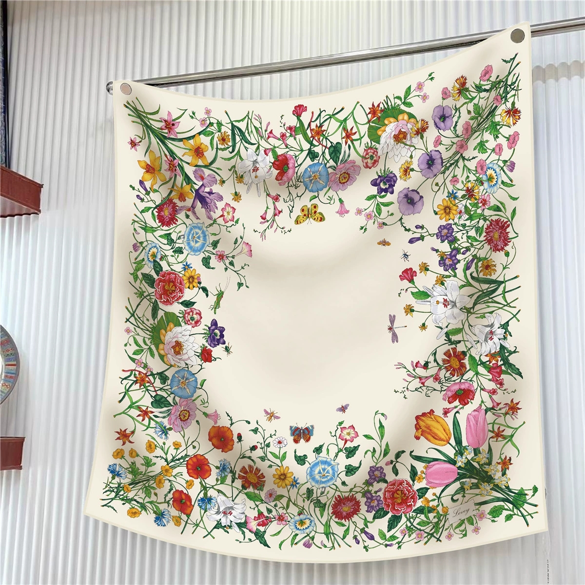 Foulard en soie sergé 90cm pour femme, châle carré imprimé Floral, protection solaire, Hijabs, Bandana