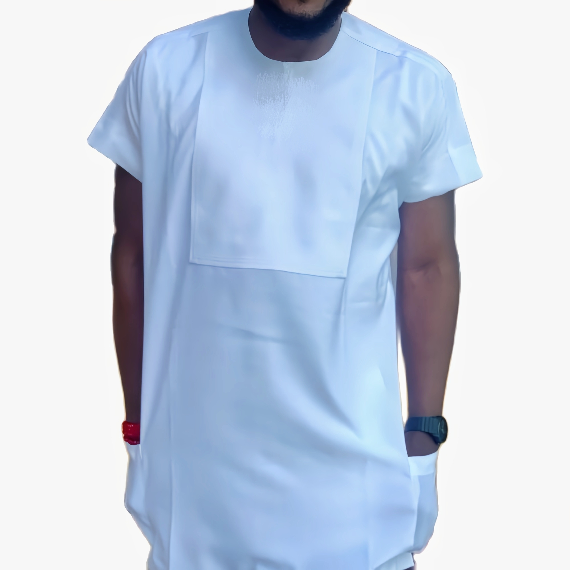 Costume pantalon en coton blanc uni pour homme, haut à manches courtes + vêtement personnalisé de Style nigérian, mode africaine, nouvel arrivage, pantalon décontracté