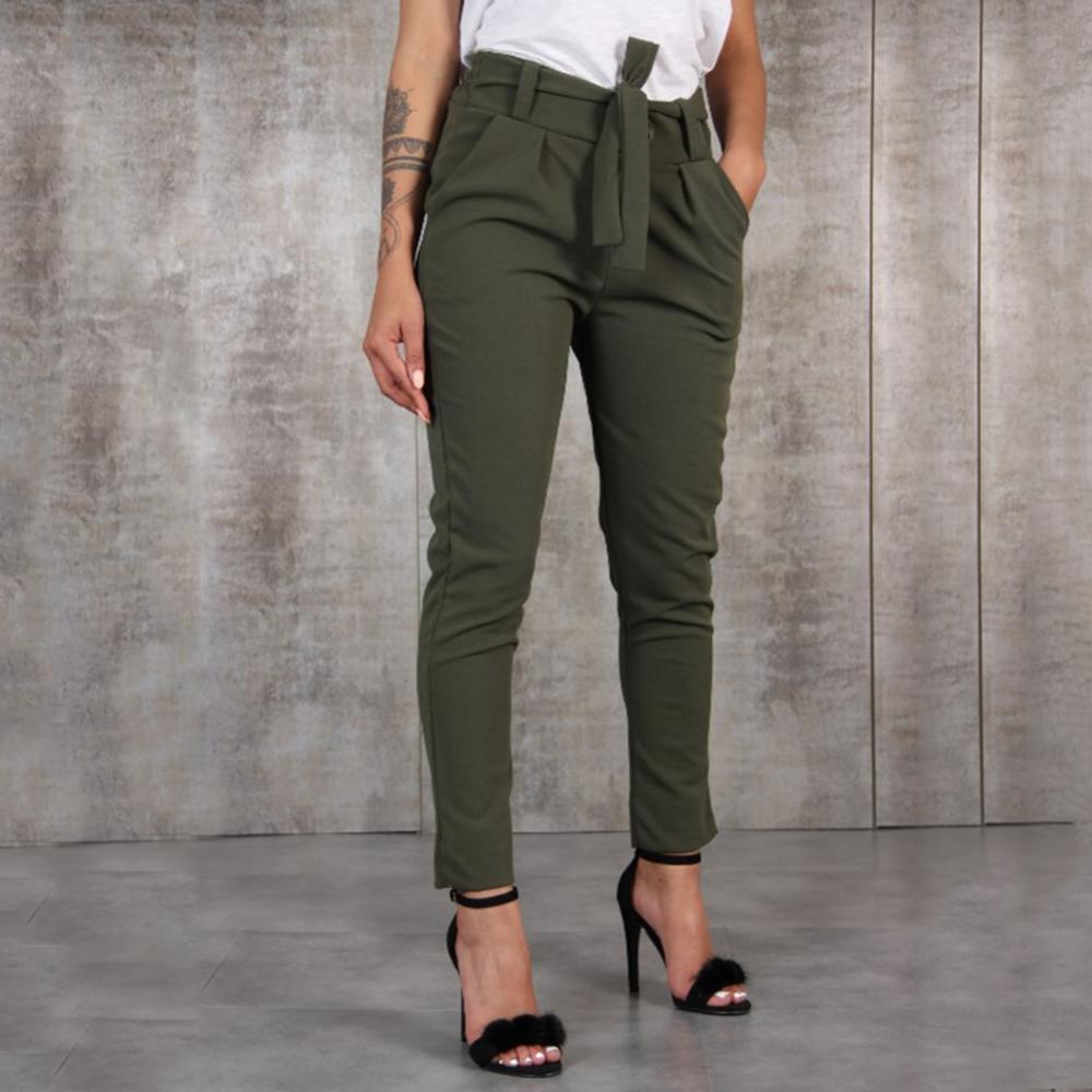 Pantalon femme décontracté couleur unie ceinturé élastique taille haute pantalon Long pantalon femme pantalon droit femme