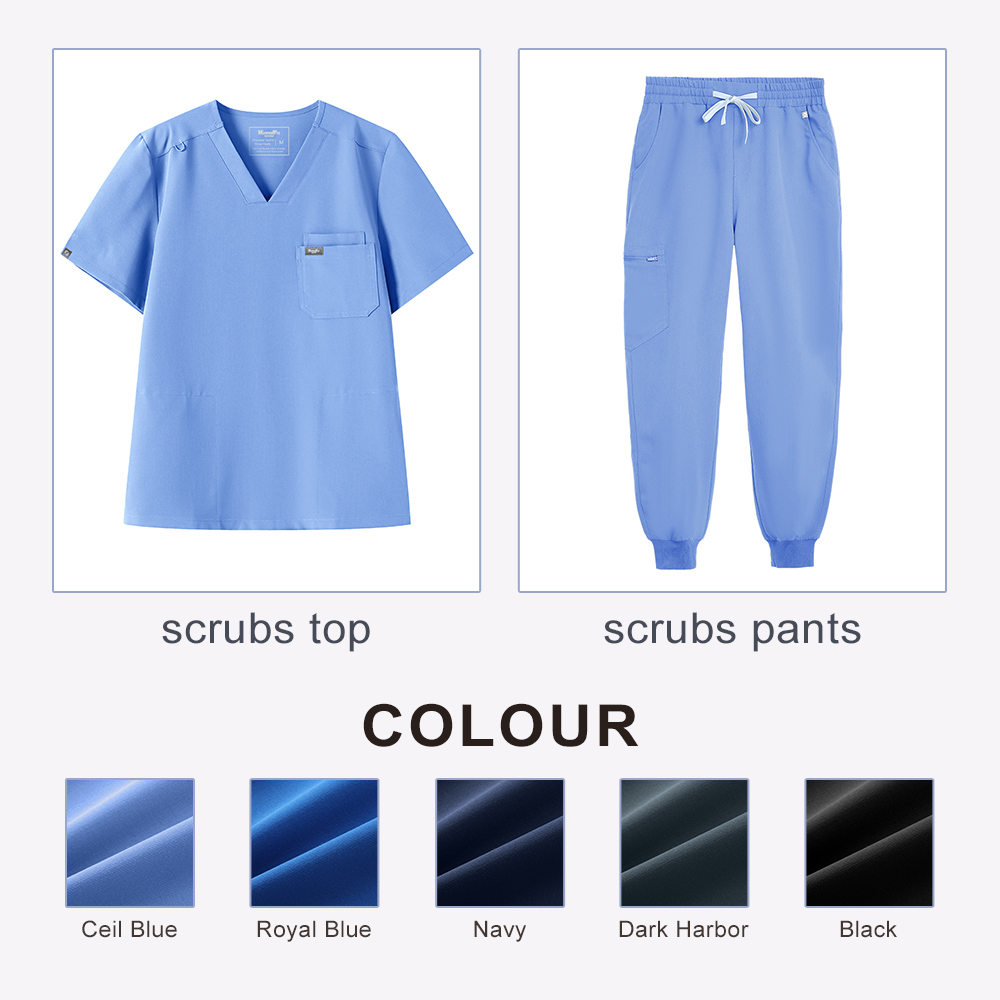 Tenue chirurgicale KUNGFU SCRUBS pour hommes – Ensemble de blouses et pantalons médicaux doux, confortables et antibactériens pour le personnel de santé
