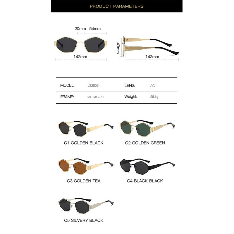 Lot de 1/2/5 Lunettes de Soleil Tendance Hexagonales pour Hommes et Femmes, Accessoire Métallique, Lunettes de Cyclisme d'Extérieur