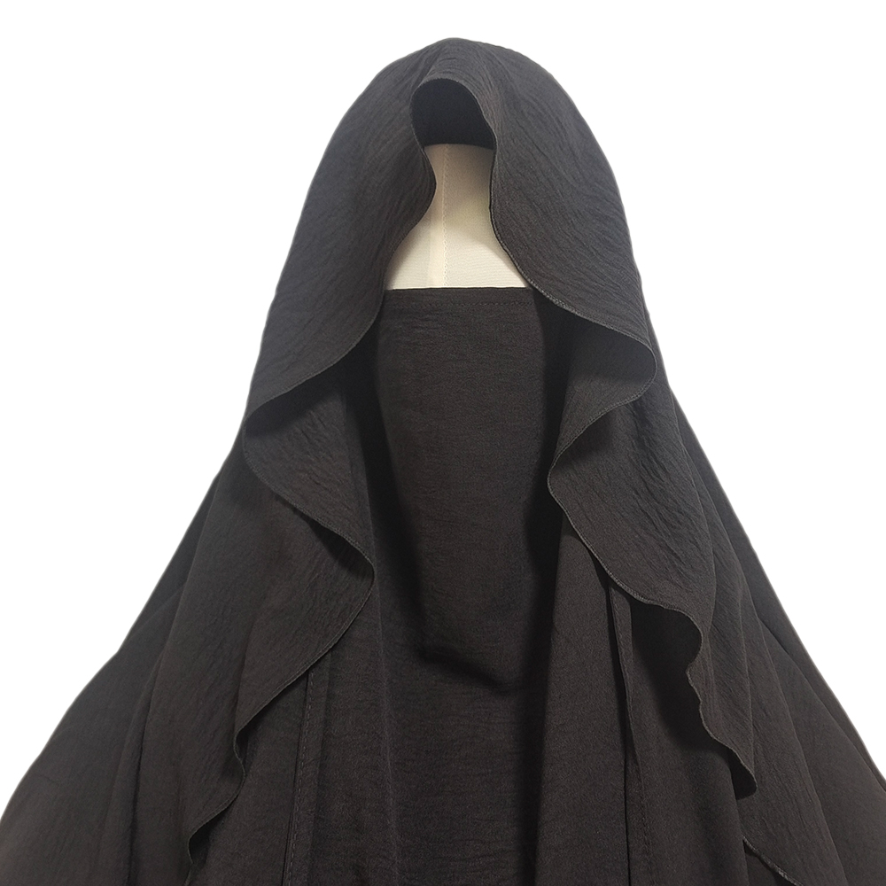 Crêpe Khimar avec Cape Niqab sangles Eid Ramadan Femme musulmane instantanée Hijab Musulman Kopftuch écharpe vente en gros femmes prière Hijabs