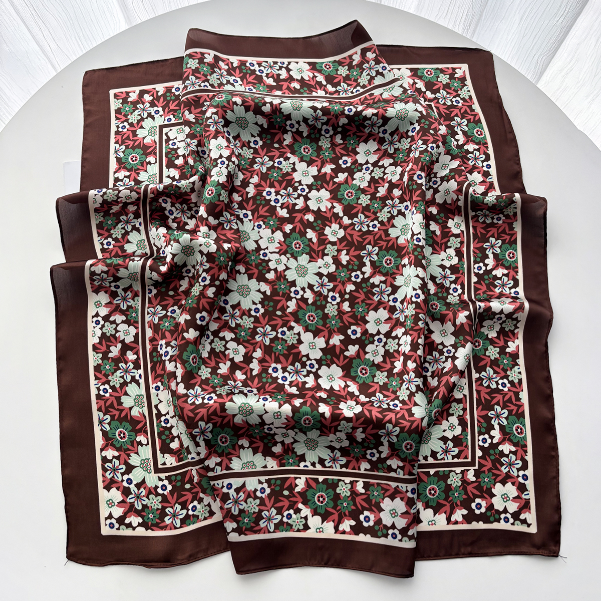 Élégant Foulard Floral pour Femme en Soie Imitation, Écharpes de Cou, Bandanas, Hijabs, Bandeaux, Châles Carrés et Étoles