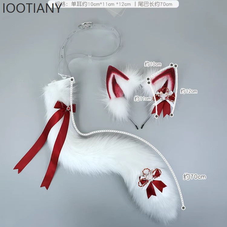 IOOTIANY Bandeau oreilles de renard avec clochettes et nœud, accessoires de cosplay japonais mignons, pour exposition de bandes dessinées, fête, costume de renard, coiffe de déguisement 2026