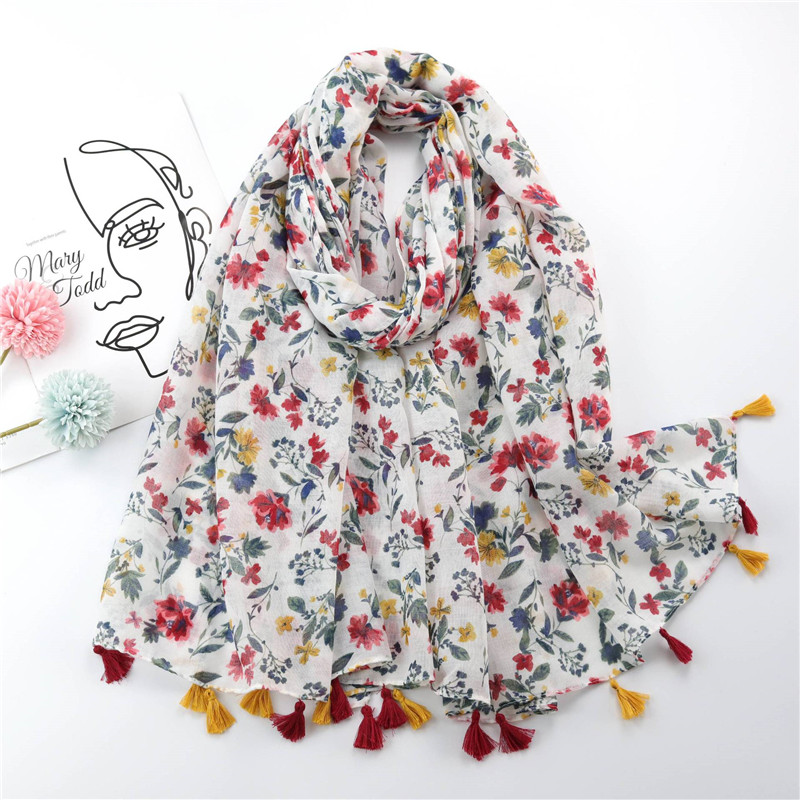 Automne mode encre peinture florale gland Viscose châle écharpe dame haute qualité Wrap Pashmina étole Bufandas musulman Hijab Sjaal