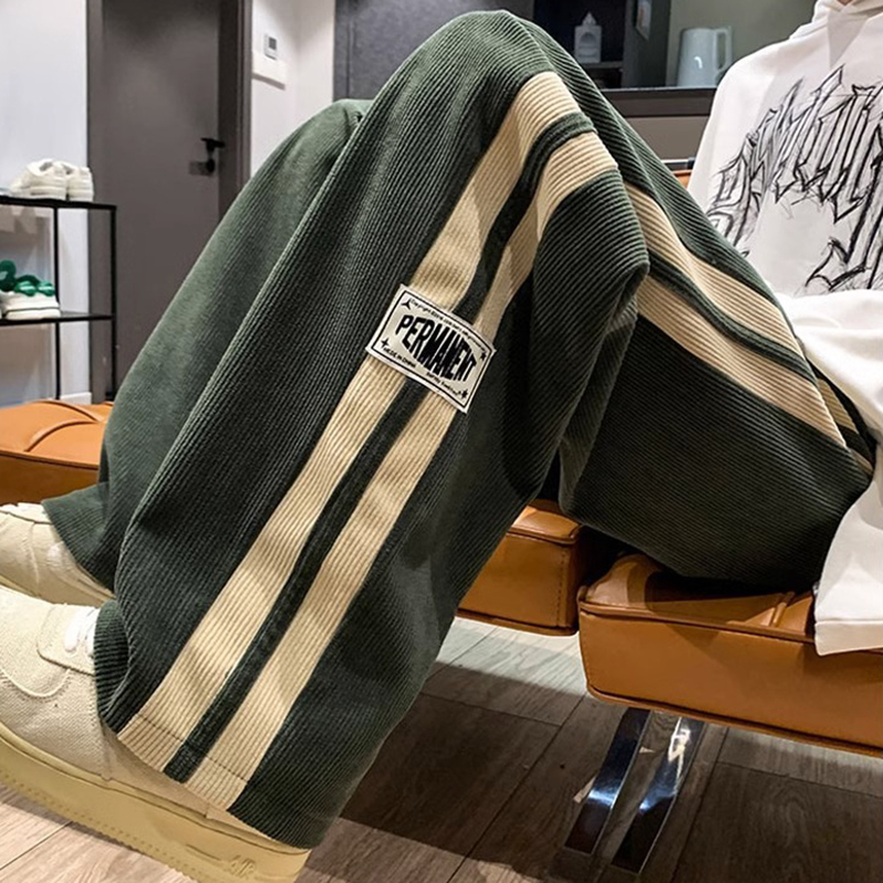 Pantalon décontracté en velours côtelé pour hommes, salopette ample de Style coréen, pantalon droit à jambes larges, Streetwear pour Couple, nouveau pantalon de survêtement, 2024