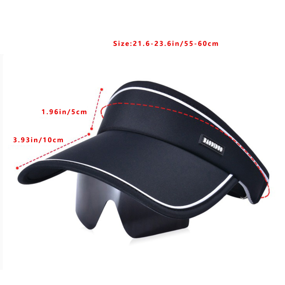 Chapeau de soleil d'été pour hommes avec lunettes de soleil 4 pouces (10 cm) bord respirant casquette supérieure vide Sport de plein air Anti-UV chapeau de Sport Golf Tennis casquette de plage