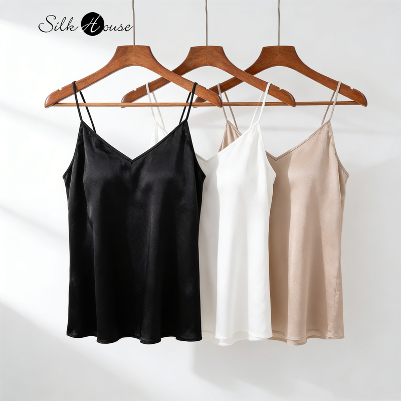 Soutien-gorge en satin élastique 93 % soie de mûrier naturelle pour femme, col en V, bretelles fines, bonnets triangulaires ultra-fins, bretelles dos élégantes