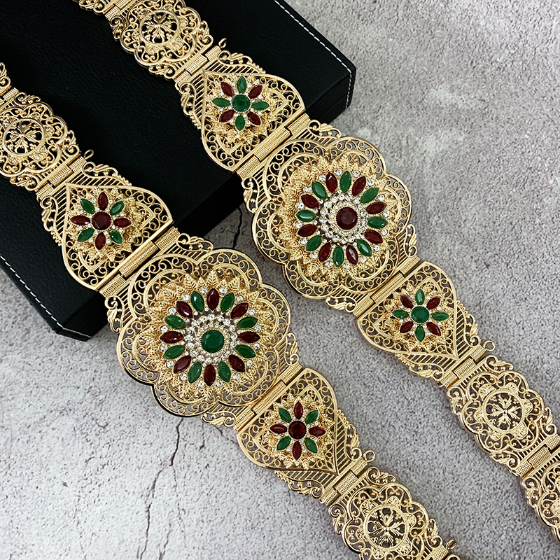 Ceinture Caftan Marocaine pour Femme, Fleur, Taille, Rond, Clip, Ethnique, Mariage, Bijoux de Corps, Cadeau pour Patients