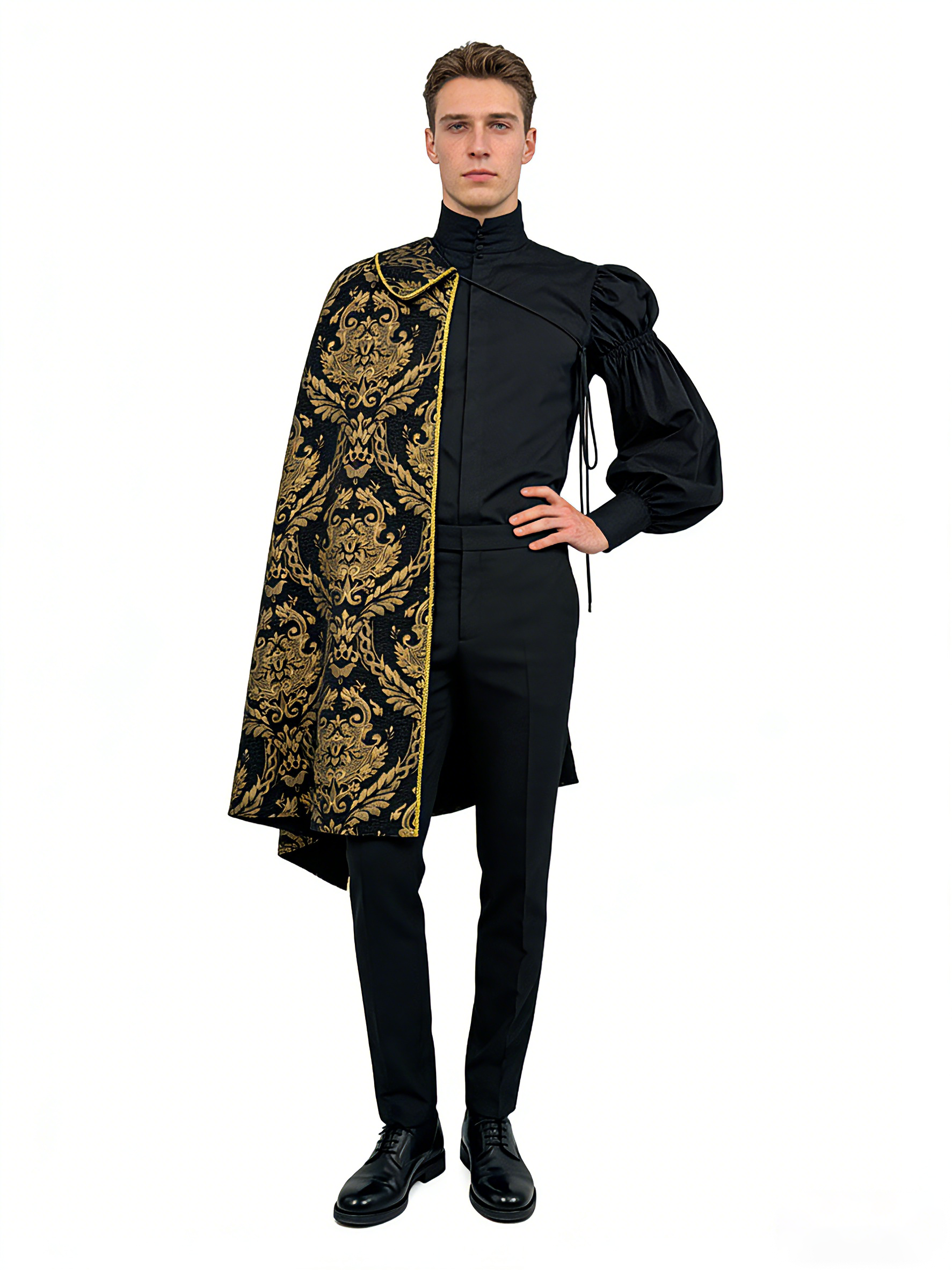Tenue Aristocratique Médiévale Renaissance, Manteau Royal Tudor, Cape à Demi-Épaule RenFaire