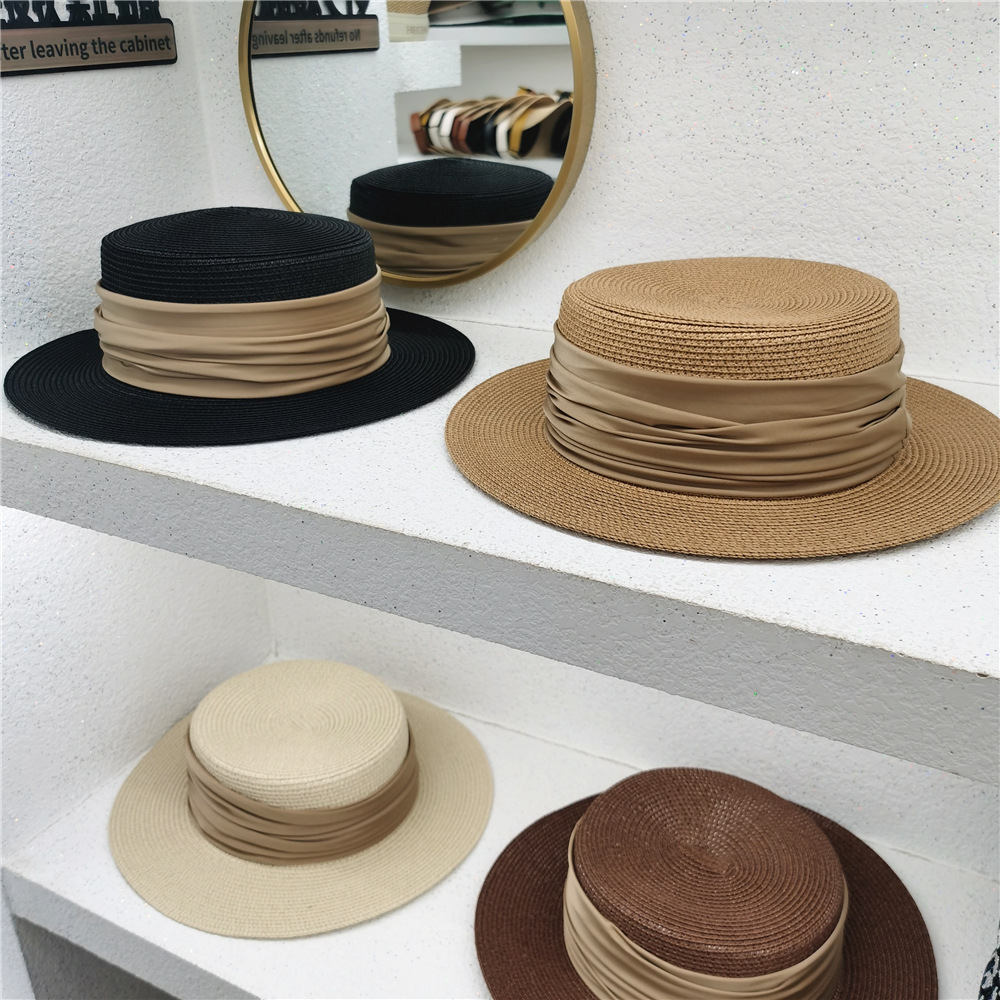 Nouveau Fedoras été femmes plaisancier chapeau de plage large côté femme décontracté Panama chapeau dame classique plat nœud papillon paille chapeau de soleil femmes