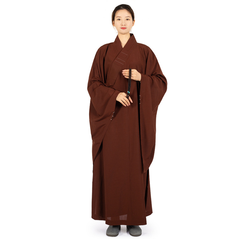 Robe traditionnelle chinoise de moines en lin pour adultes, longue robe pour le bouddhisme, vêtements de méditation Haiqing, vêtements de moine bouddhiste