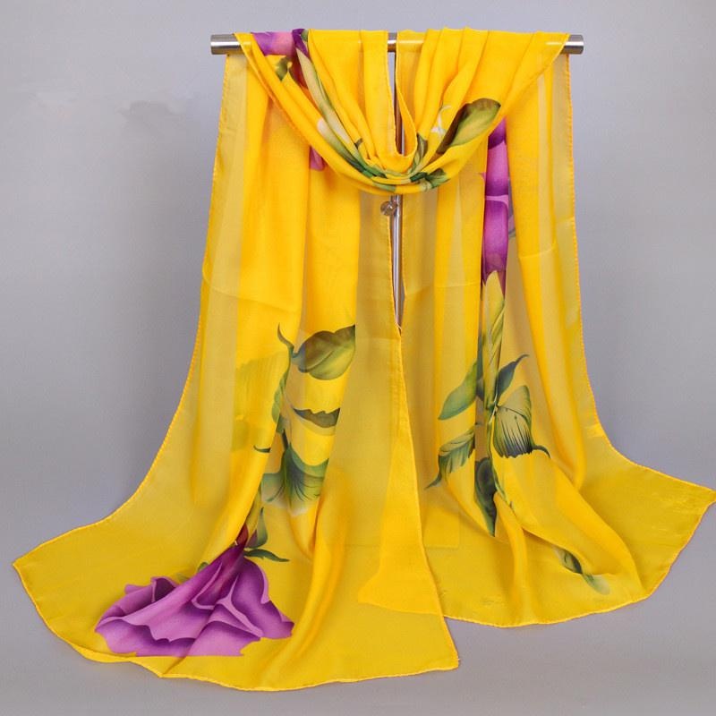 1Pc nouvelle mode en mousseline de soie Hijab femmes longues douces Rose fleur imprimé foulards Foulard femmes châles