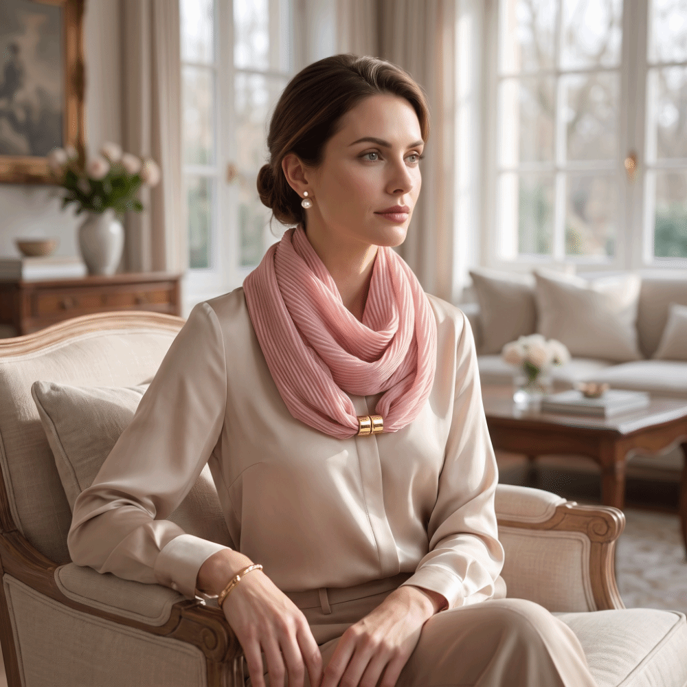 Écharpe à boucle magnétique résistante aux plis, texture satinée douce, sensation premium, écharpe de cou de couleur unie, légère, chauffe-cou, cadeau.