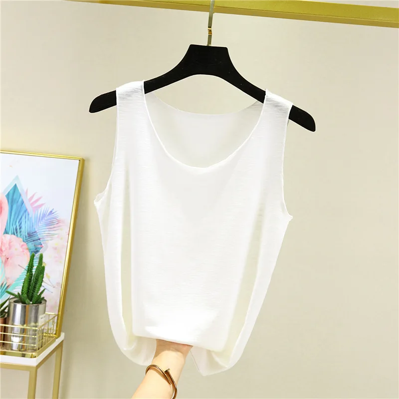 Camis en coton pour femmes, vêtements d'extérieur d'été, débardeur sans manches, col rond, chemise de base ample en coton, Cool pour filles des années 90, gilet Streetwear doux