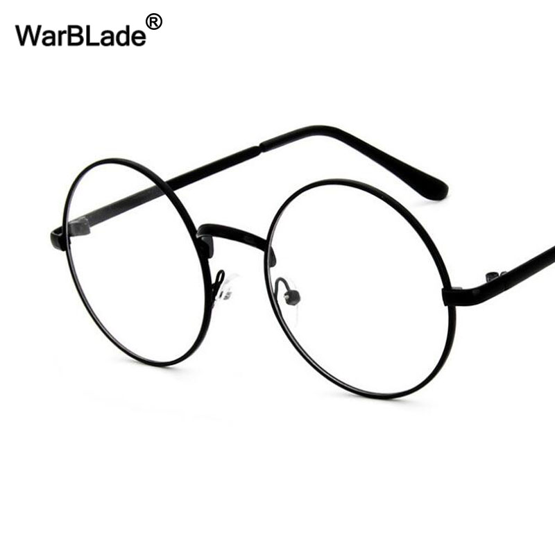 WarBLade Vintage lunettes rondes lentille claire mode or rond cadre en métal lunettes optiques hommes femmes monture de lunettes faux lunettes