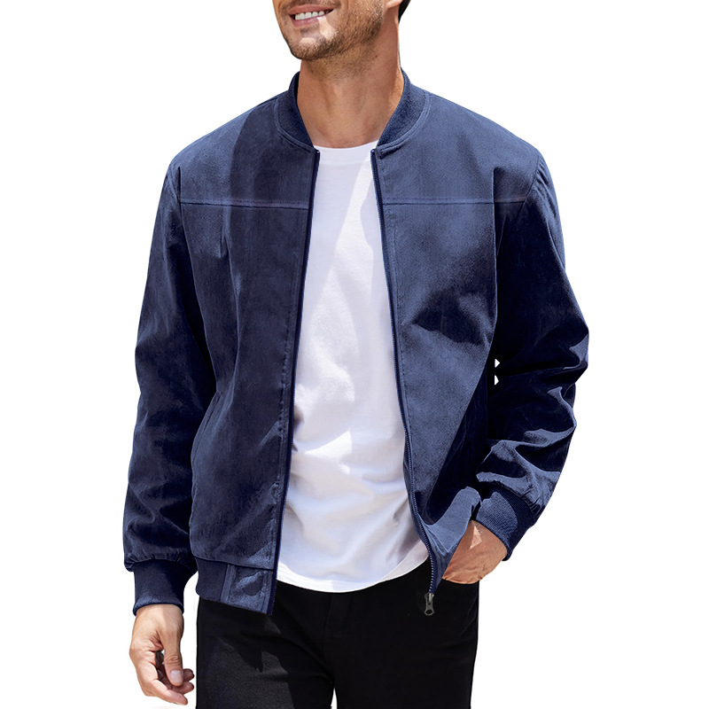 Nouvelle veste décontractée pour homme en daim, style européen et américain, grande taille, col montant zippé, collection automne