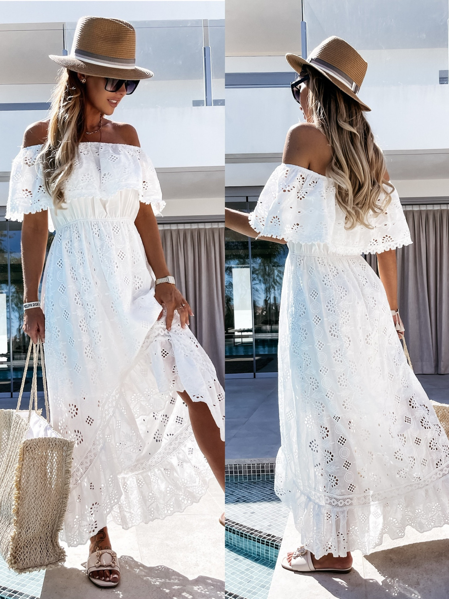 Robe d'été blanche pour femmes, tendance, décontractée, vêtements de plage, Cover-up, tenues, style Boho, Hippie, Chic, longues, Maxi, élégante, fête, nouvelle collection 2025