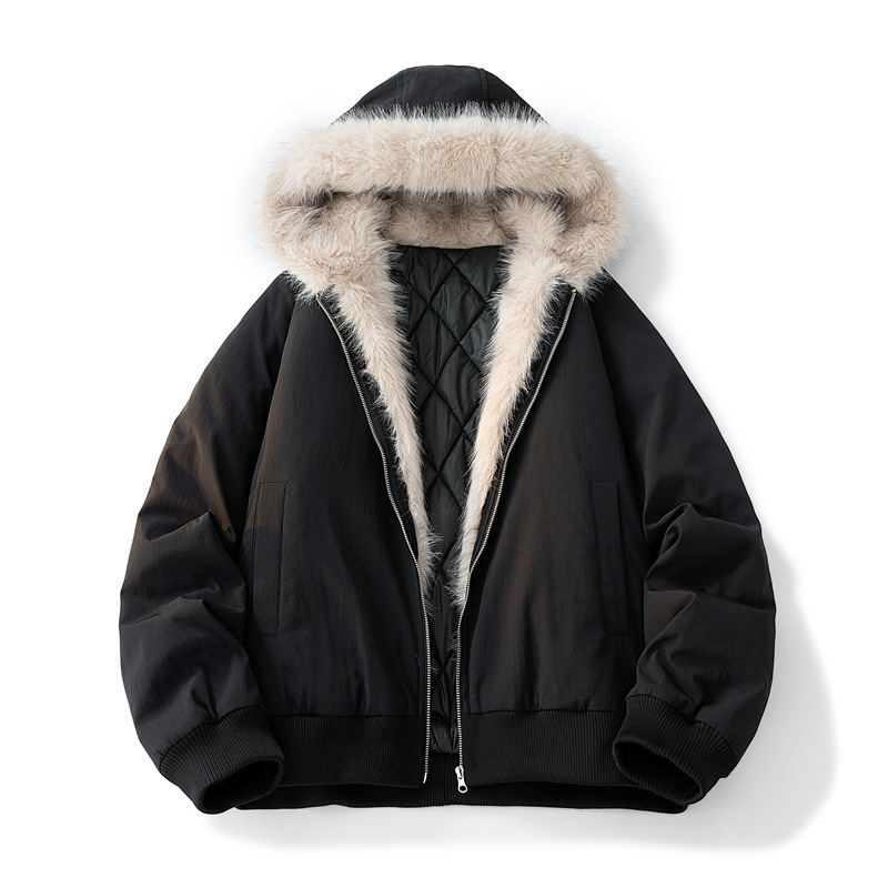 Veste d'hiver homme femmes col de fourrure mode Parka épais manteau chaud surdimensionné veste décontractée ample à capuche américain Streetwear Cool