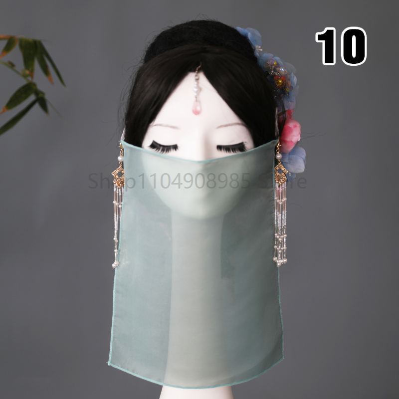Voile Hanfu Antique en mousseline de soie, danse féerique, voile facial en maille, masque de protection solaire pour femmes, accessoires de Cosplay traditionnels chinois Hanfu
