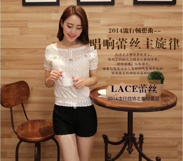 T-shirt femme 2026, nouvelle mode été, chemisier court en mousseline véritable, haut court à manches courtes en dentelle, vêtements pour femmes