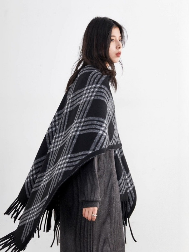 CHIC VEN nouvelle mode femmes écharpe rétro Plaid gland châle longue femme foulards chaud dames foulards automne hiver 2025