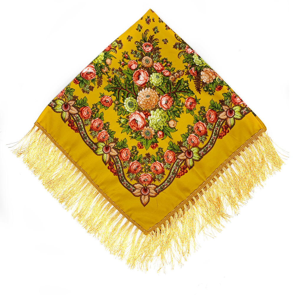 Style russe imprimé fleuri carré écharpe femmes rétro ukrainien à franges châle Babushka Bandana mouchoir femme bandeau