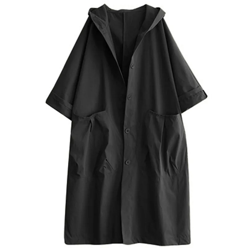 Manteau Long à Capuche pour Femme, Streetwear Décontracté Coréen, Grande Poche, lèvent, Printemps Automne