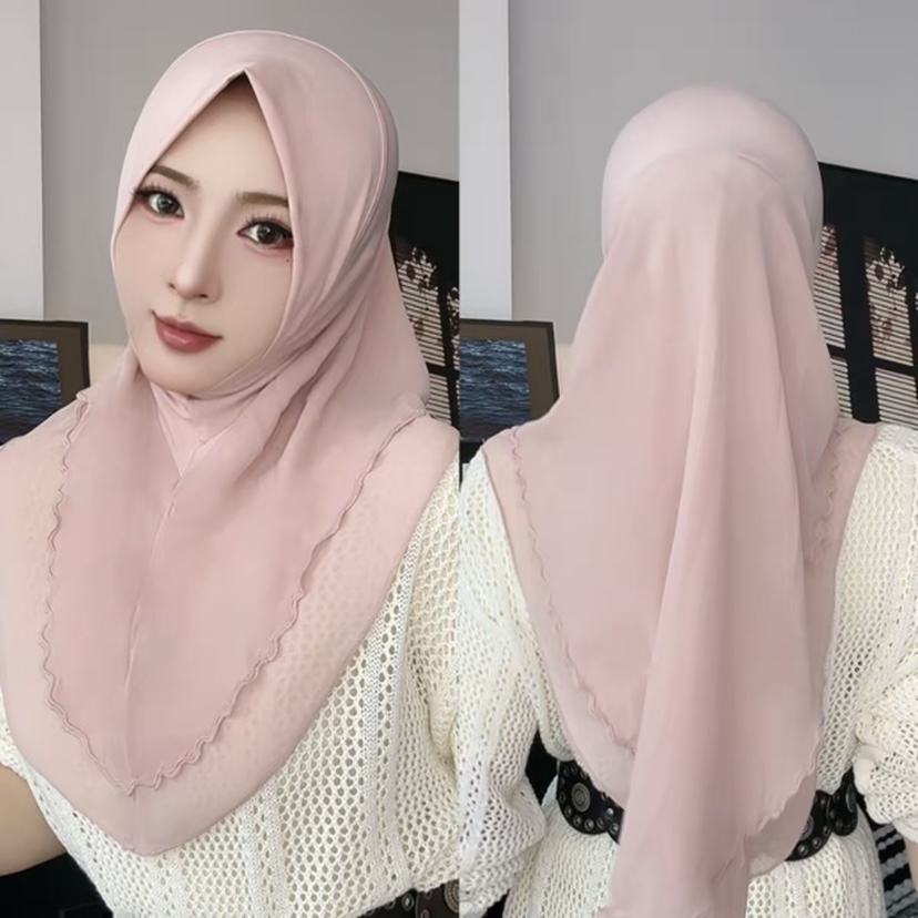 Hijab en mousseline d'été facile à porter, style queue d'hirondelle, pour femmes musulmanes