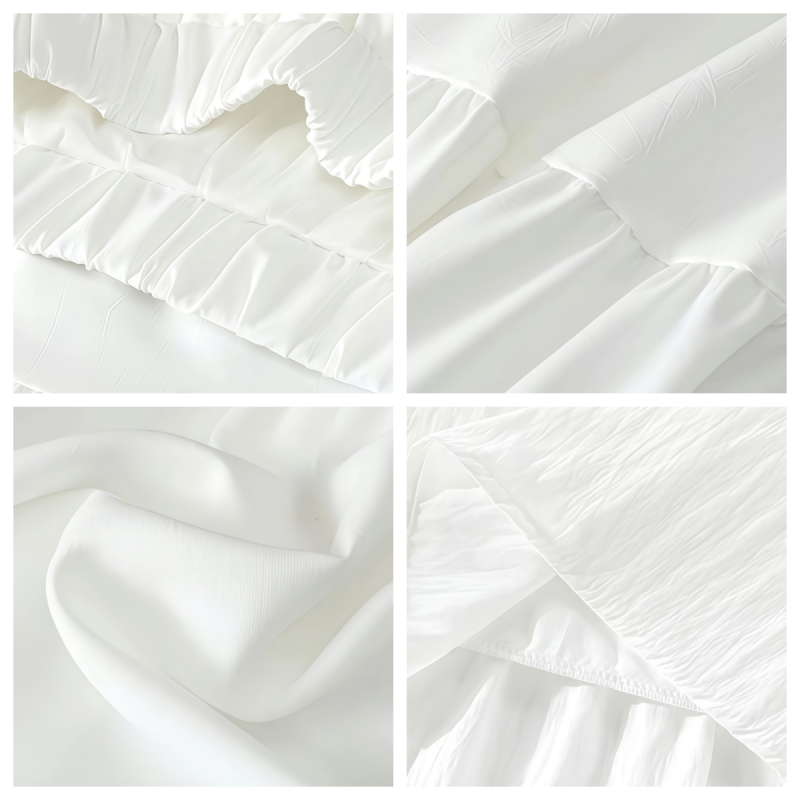 Jupe mi-longue blanche à volants, taille haute et ceinture élastique, style décontracté coréen pour femmes, printemps-été