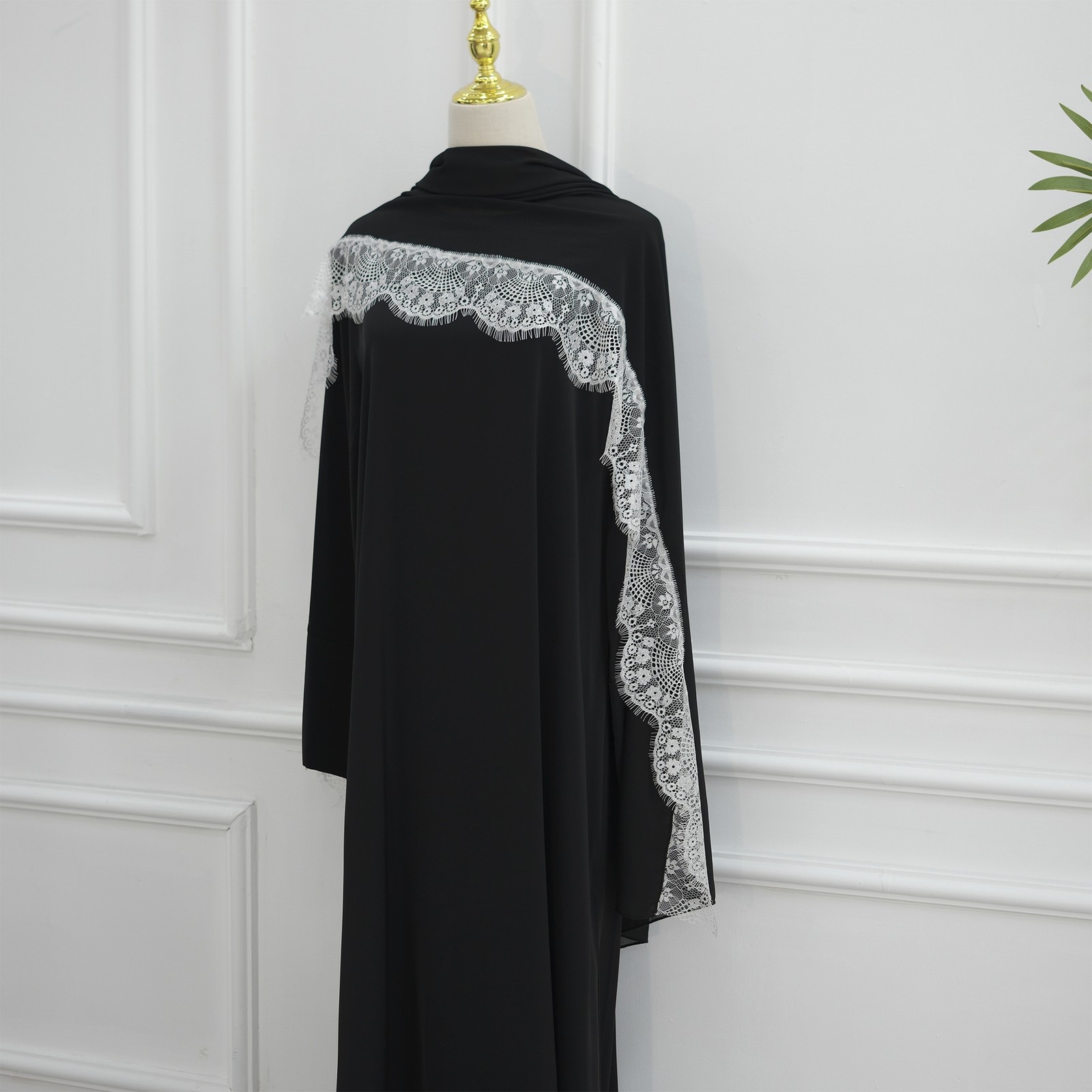 Robe pour femmes pour l'Aïd avec hijabs, manches longues, dentelle, volants, caftan ample, vêtements décontractés islamiques