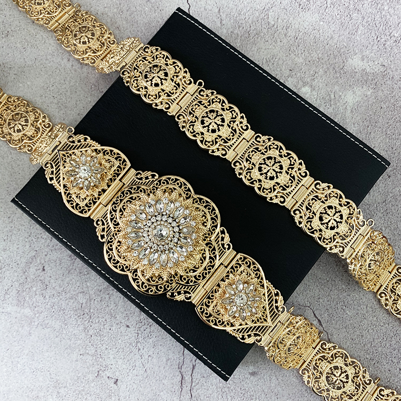 Ceinture Caftan Marocaine pour Femme, Fleur, Taille, Rond, Clip, Ethnique, Mariage, Bijoux de Corps, Cadeau pour Patients