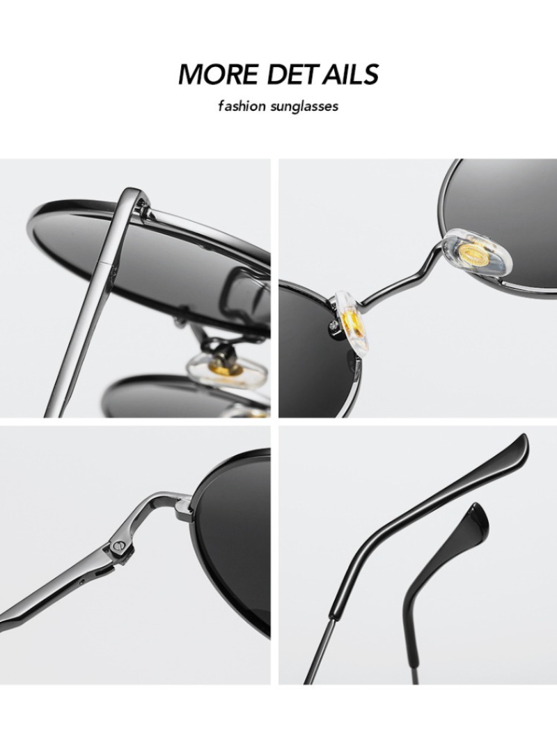 Lunettes de soleil rondes tendance pour hommes et femmes, style vintage, pour la conduite, monture métallique de marque de luxe, Lentes De Sol