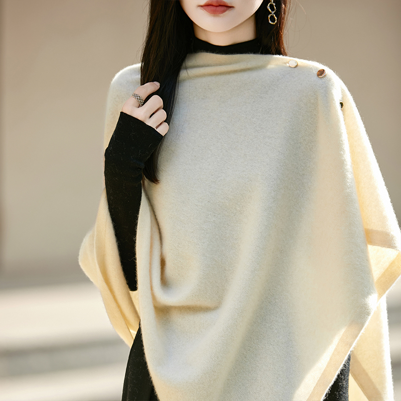 WinvyNee hiver femmes longue solide châle enveloppes 100% laine écharpe femmes luxe boutons chaud épais doux foulards pour dames G1673004