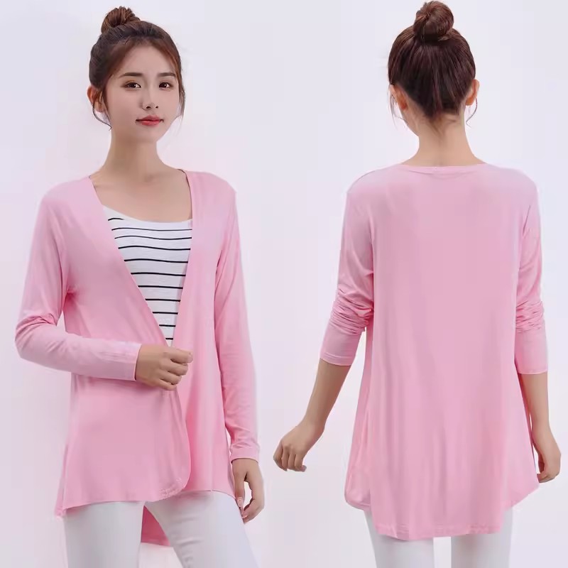 Cardigan Modal coréen pour femmes, châle pour dames, pull en coton, manches longues, manteaux fins décontractés, été automne 2024