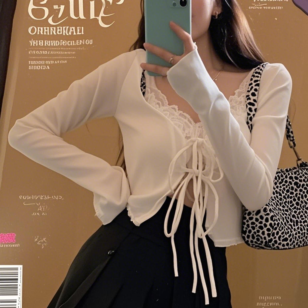 Cardigan tricoté décontracté pour femmes, mode, protection solaire fine, à lacets, hauts en tricot Y2k pour filles, manteau court à manches évasées de Style coréen