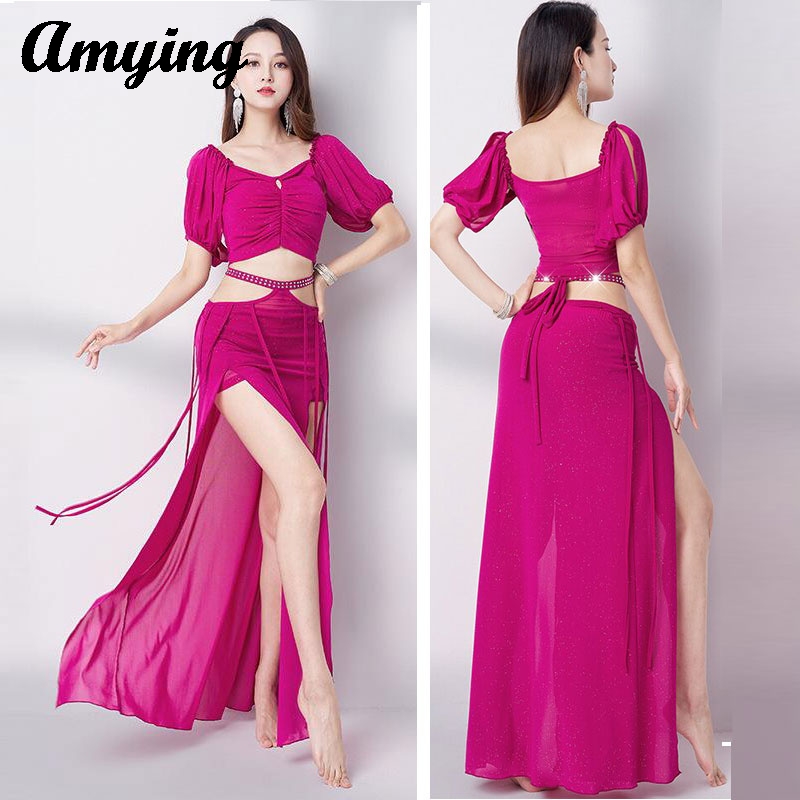 Robe d'entraînement de danse du ventre, nouvelle robe longue féerique Sexy, ensemble pour débutants, robe de danse orientale, robe d'équipe de spectacle pour femmes