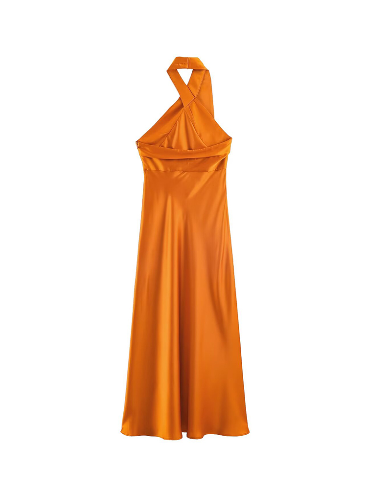 Nouvelle Robe Midi Halter Élégante Sans Manches Moulante Longue pour Femme – Collection Été 2026 – Robes Décontractées de Soirée Tendance Unies