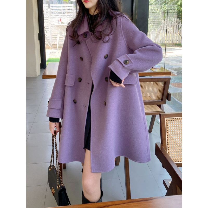 Haute qualité femmes manteau de laine automne hiver 2025 nouveau coréen lâche Double face cachemire laine manteau femme pardessus vêtements d'extérieur