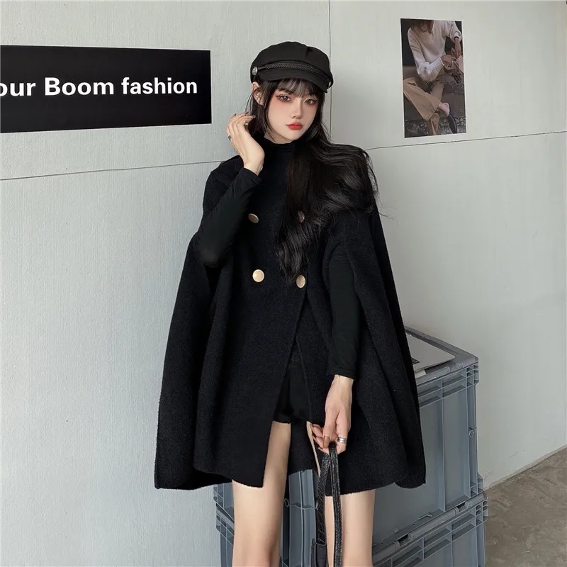 Automne hiver grande taille femmes Manteau laine tissu Cape pardessus ample Femme haute qualité 2025 Manteau Femme Hiver surdimensionné