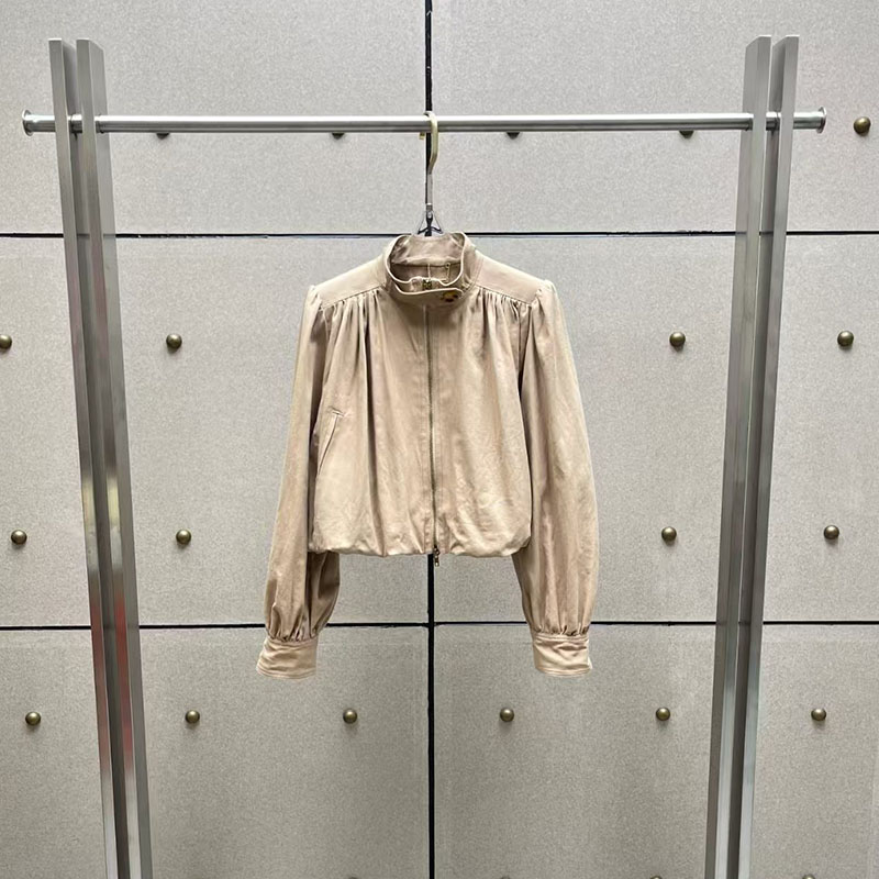Blouson court zippé pour femme avec col montant et épaulettes, veste plissée, doudoune de haute qualité, 2026, Nouvelle collection Y2K
