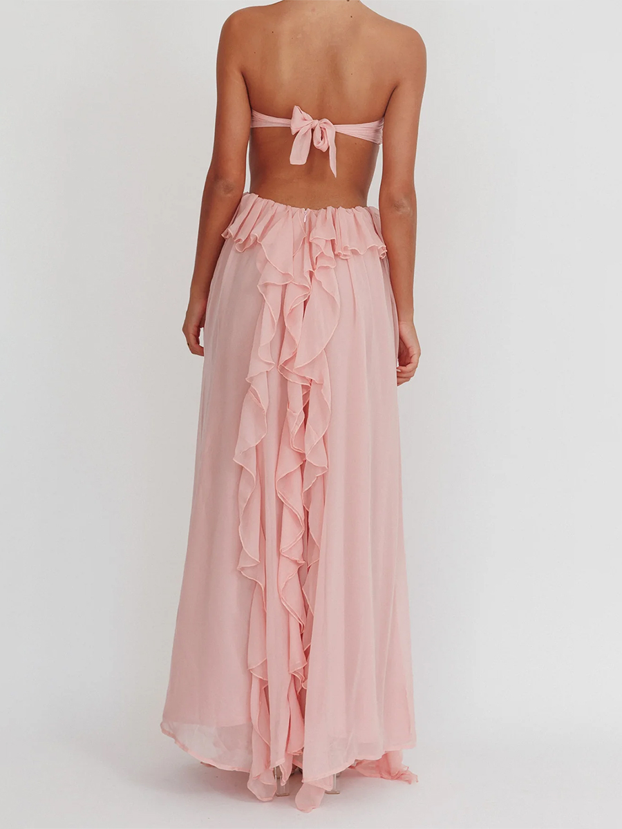 Robe florale sans bretelles pour femmes, Sexy, dos nu, sans manches, Tube Maxi, longue, maille, moulante, vêtements de plage, été, Y2k
