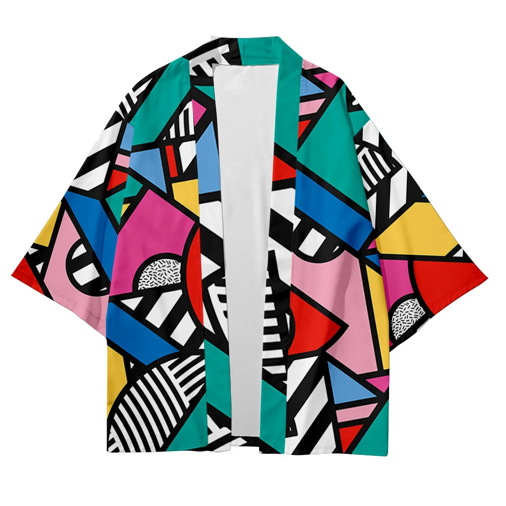 Kimono japonais pour hommes et femmes, éléments d'art traditionnel, manteau ample et fin, cardigan kimono asiatique