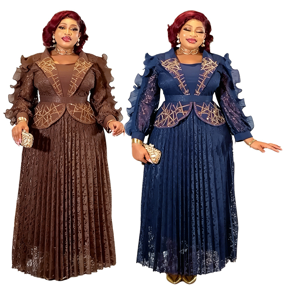 Robes Africaines pour Femmes Grandes Tailles, Robe Longue de Soirée en Dentelle pour Mariage, Dashiki Ankara Turquie, Robe de Soirée Élégante pour Femmes 2026